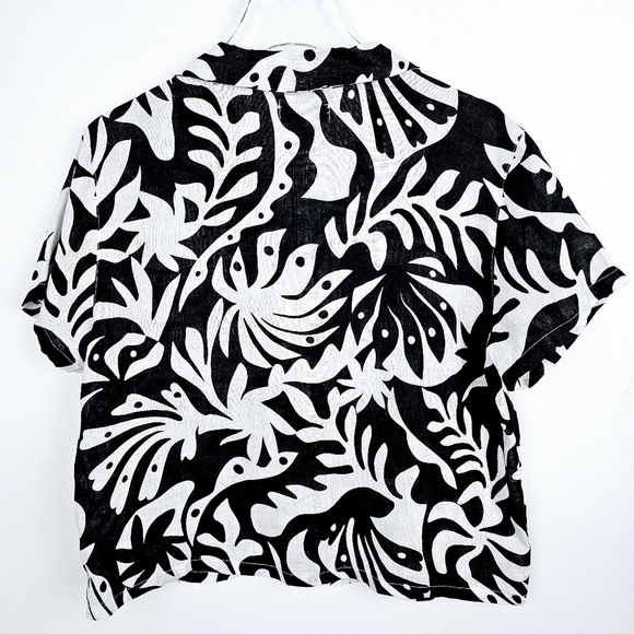 Rachel Zoe Black & White Linen Button Front Shirt NWT - Picture 2 of 7